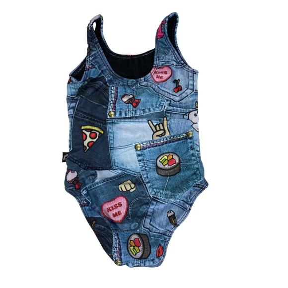 Terez Baby One Piece Denim Look Hipstapatch Swimsuit NEW Size 2 - Picture 2 of 5
